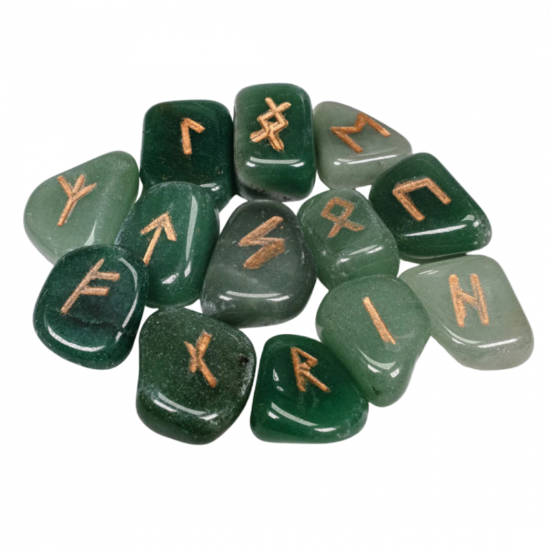 Rune in avventurina verde
