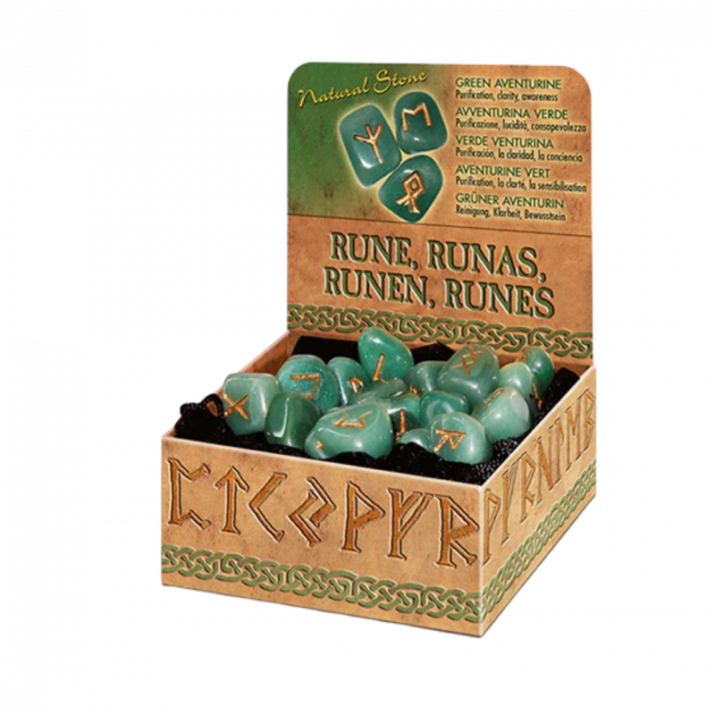 Rune in avventurina verde