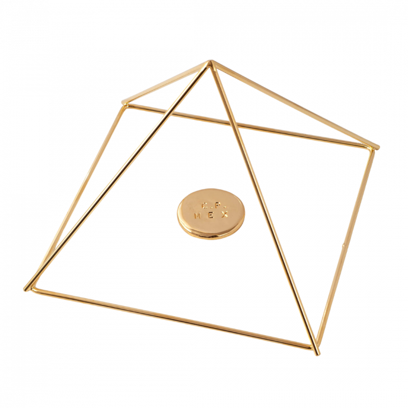 Piramide cheope fissa in ottone dorato con concentratore 5 cm - 20 cm