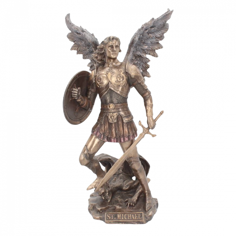 Statua arcangelo san michele bronzata veronese - 33 cm