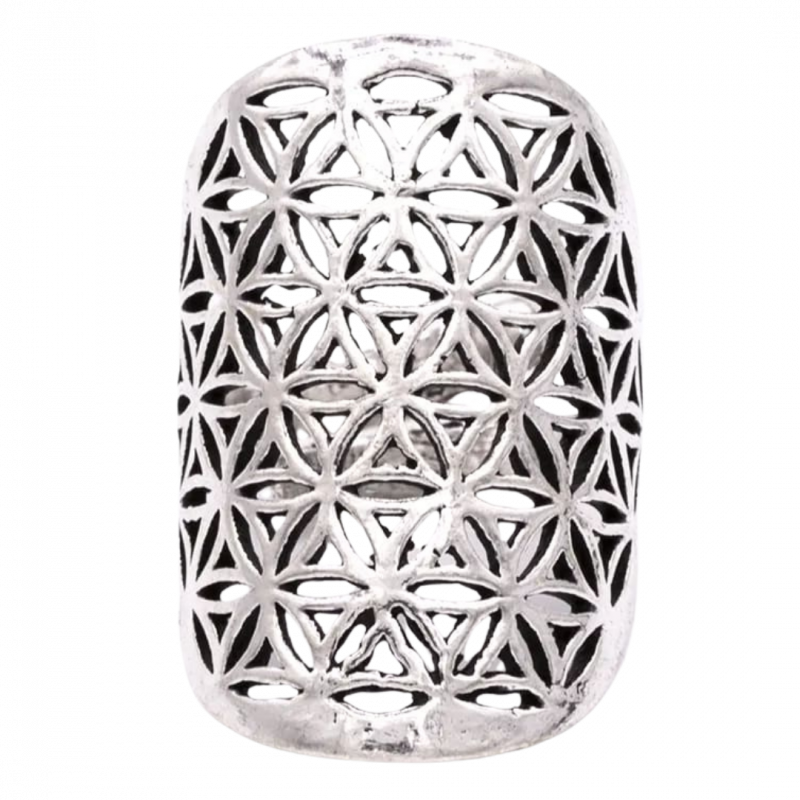 Anello fiore della vita argentato