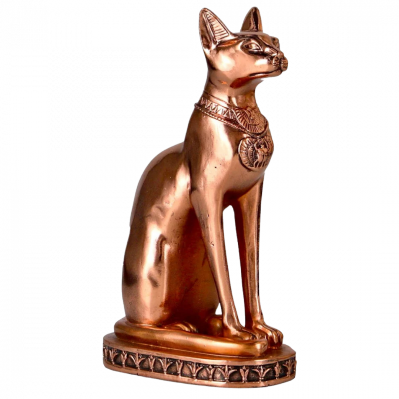 Statua egizia bastet in vetroresina e rame