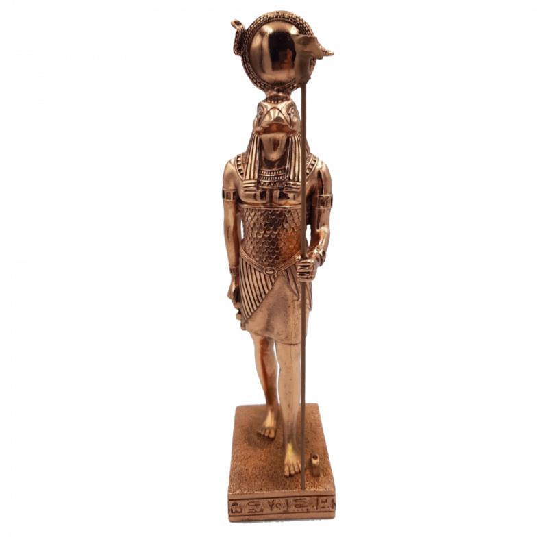 Statua egizia ra in vetroresina e rame - 21 cm
