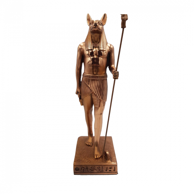 Statua egizia anubi in vetroresina e rame
