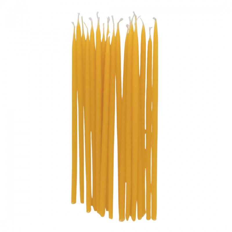 Candela stilo fine in cera d'api naturale - 22 x 0,6 cm