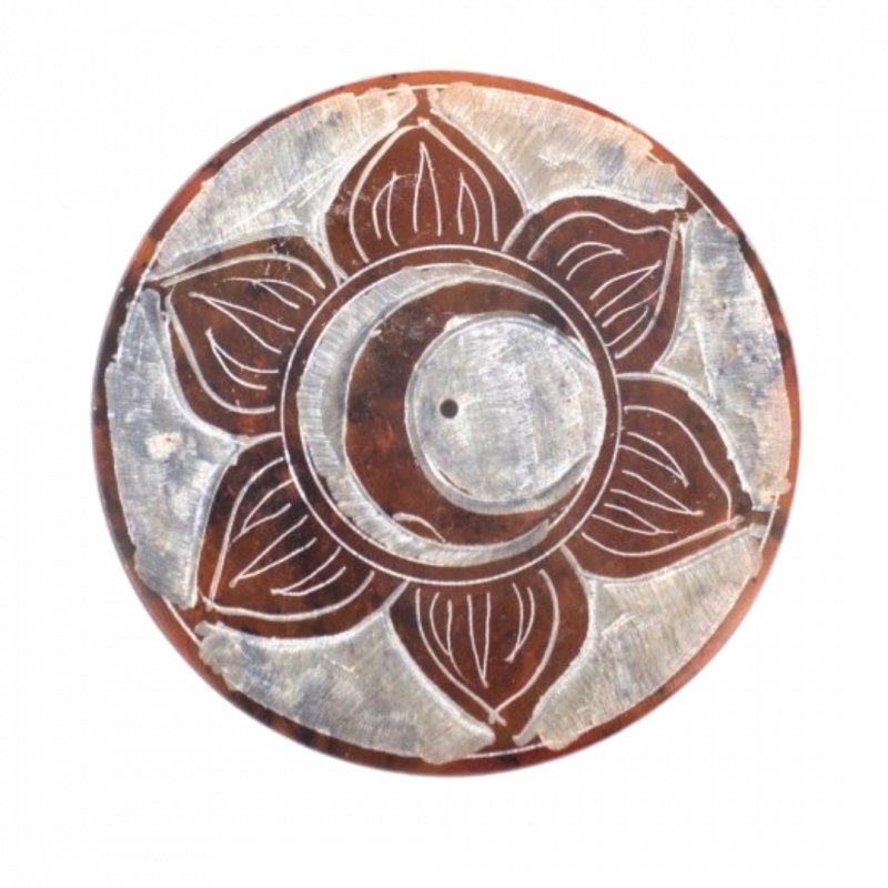 Brucia incenso 2 chakra a piattino in pietra - 8 cm