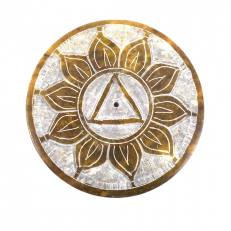 Brucia incenso 3 chakra a piattino in pietra - 8 cm