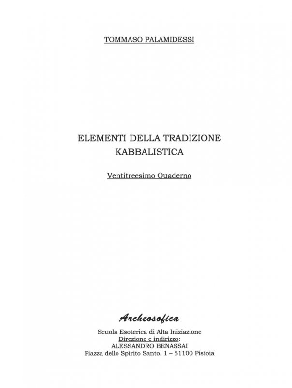 23. Elementi della tradizione kabbalistica