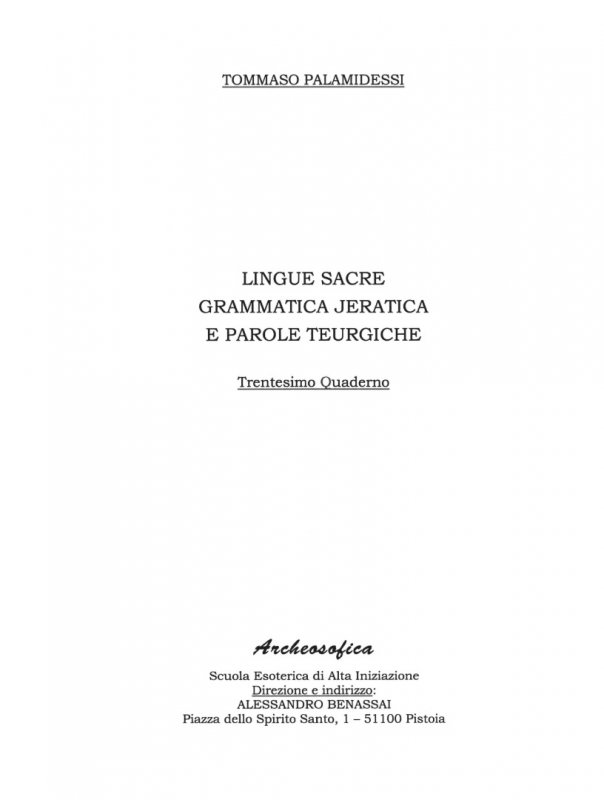 30. Lingue sacre grammatica jeratica e parole teurgiche