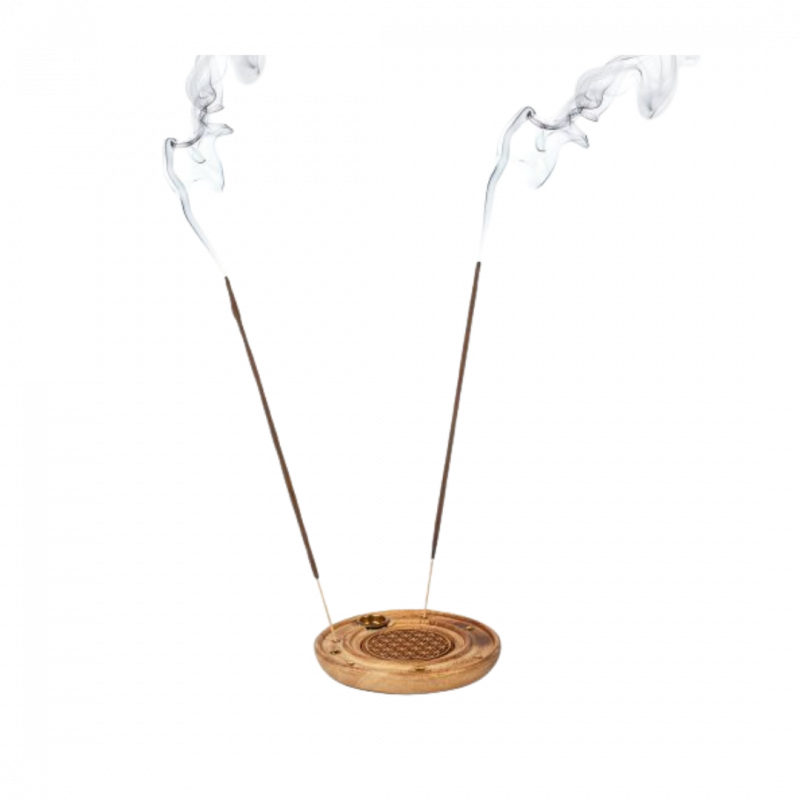 Brucia incenso fiore della vita in legno di mango - 28 cm