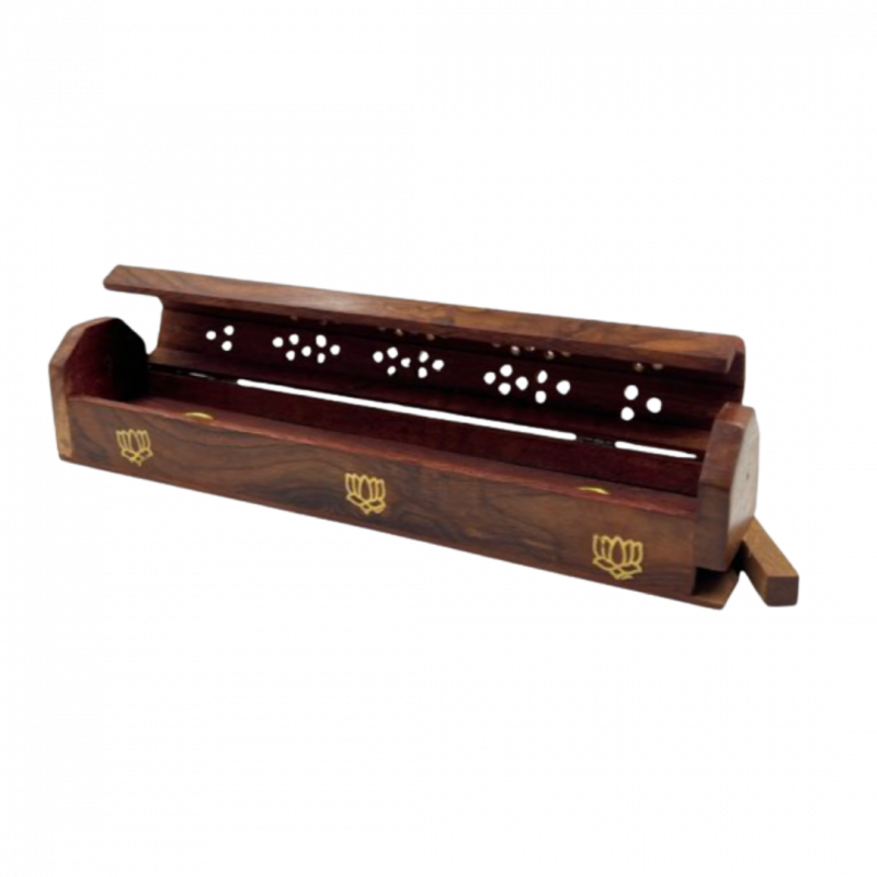 Brucia incenso box lux in legno e ottone per sticks e coni - 30 cm