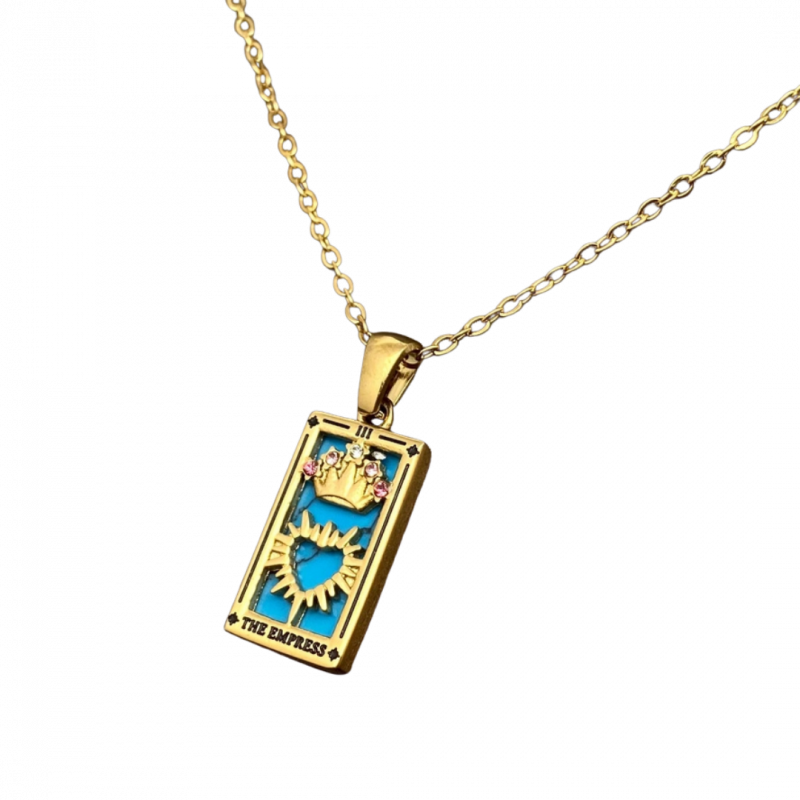 Ciondolo tarocco imperatrice in acciaio placcato oro - 18 k