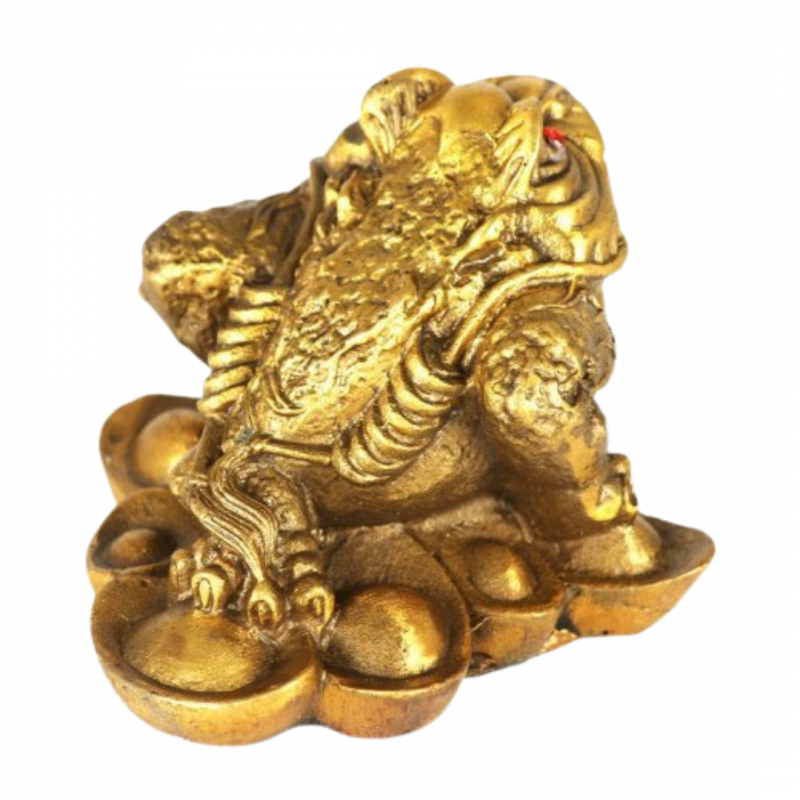 Rospo feng shui in ottone dorato