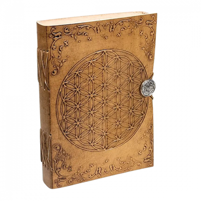 Quaderno in similpelle fiore della vita - carta riciclata 100 pp - 12,5x17,5 cm