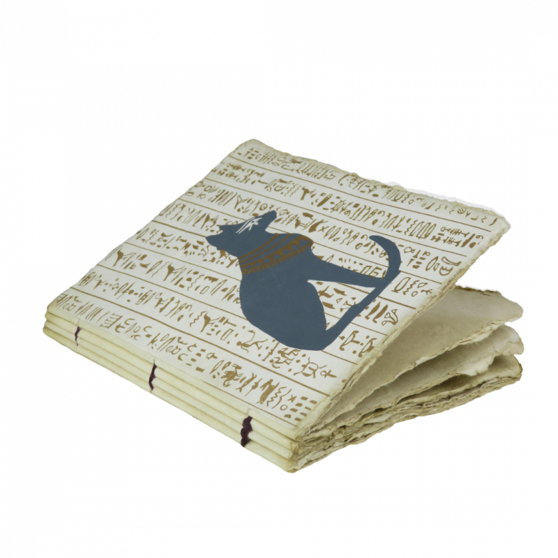 Quaderno bastet e geroglifici in carta pergamena - a5 15x20 cm