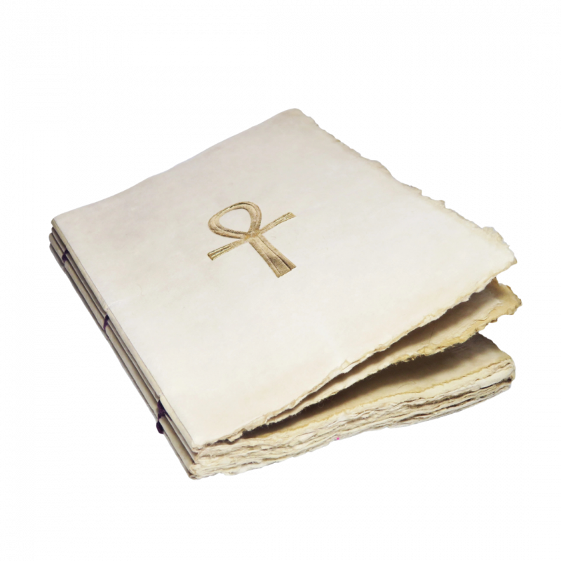 Quaderno croce di ankh oro in carta pergamena - a5 15x20 cm