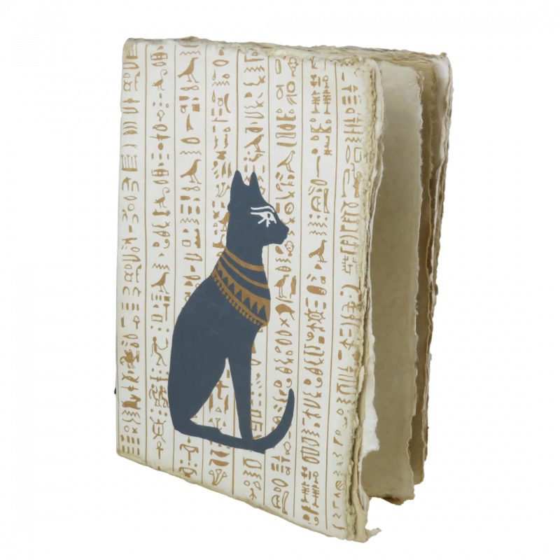 Quaderno bastet e geroglifici in carta pergamena - a6 10x15 cm