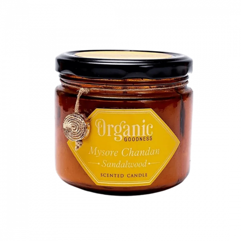 Candela organic godness sandalo in cera di soia con oli essenziali - 55 h