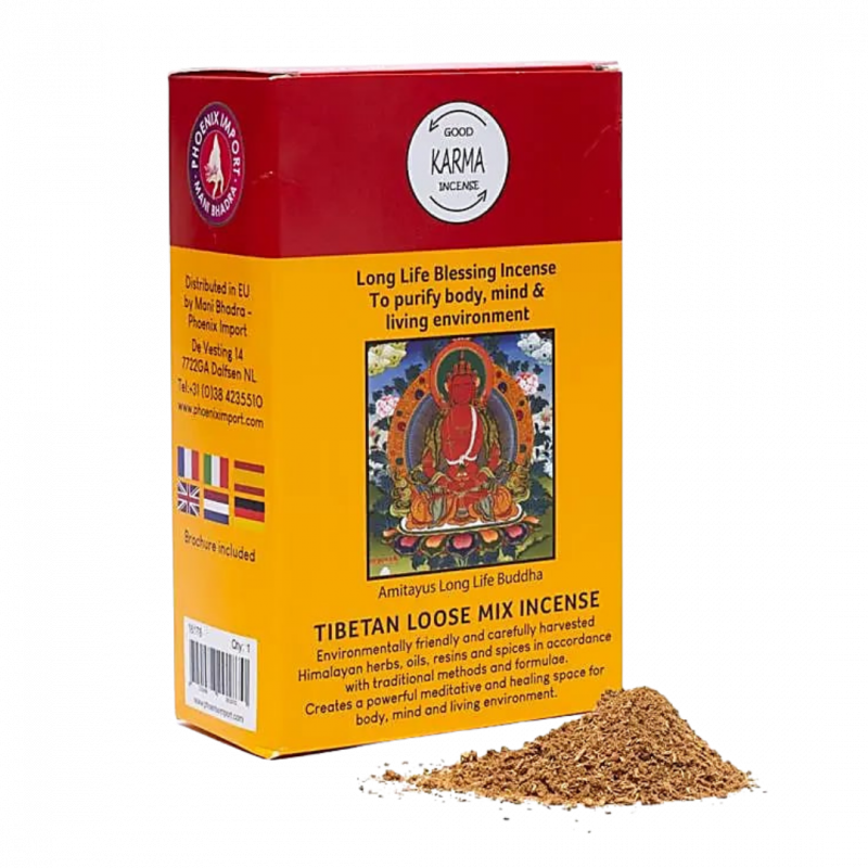 Polvere di incenso tibetano good karma benedizione lunga vita - 130 gr