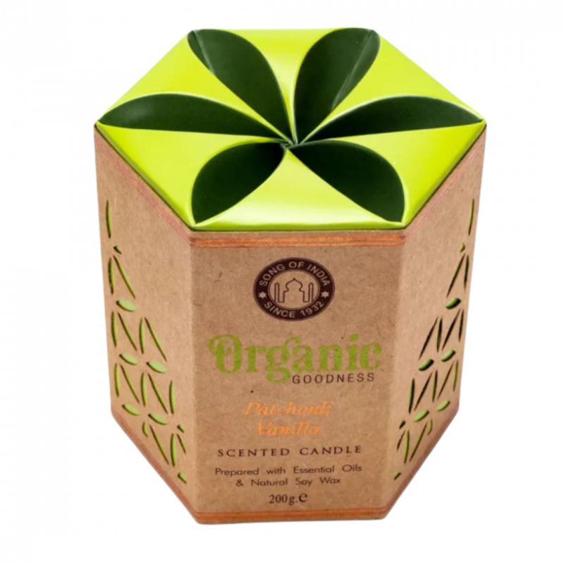 Candela organic goodness patchouli vaniglia cera di soia con oli essenziali - 55h