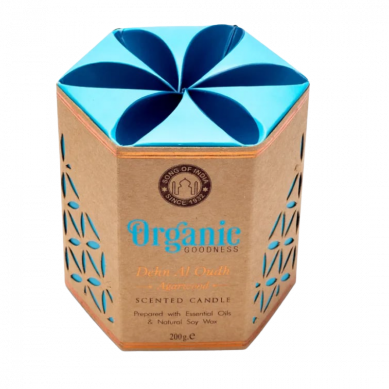 Candela organic goodness agarwood in cera di soia con oli essenziali - 55 h