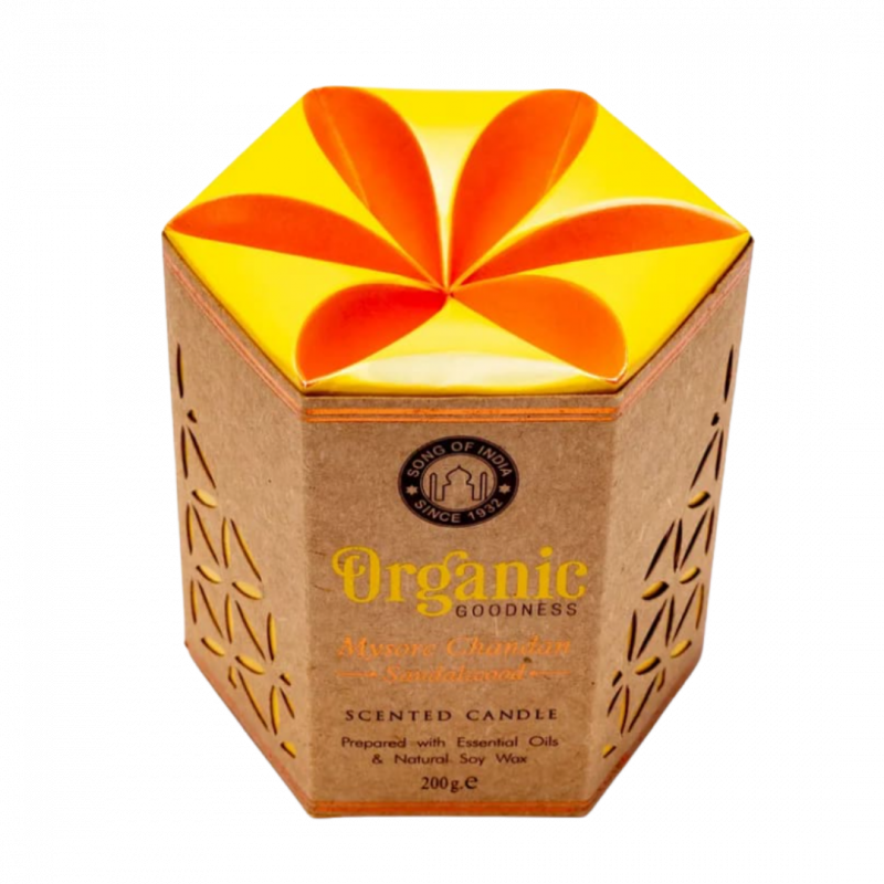 Candela organic goodness sandalo in cera di soia con oli essenziali - 55 h