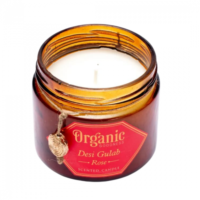 Candela organic goodness rosa in cera di soia con oli essenziali - 55 h