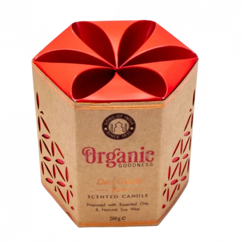 Candela organic goodness rosa in cera di soia con oli essenziali - 55 h