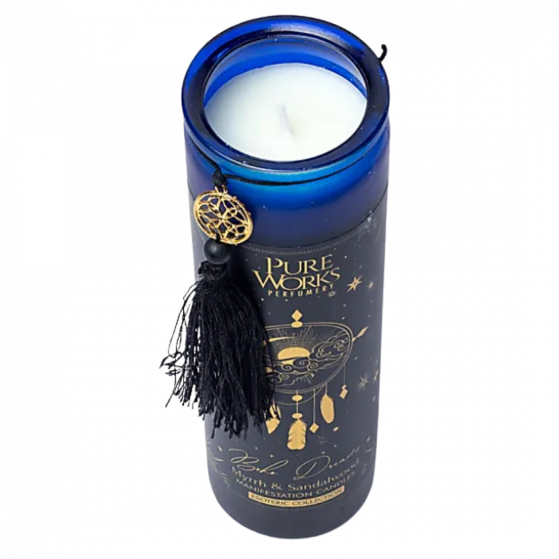 Candela d'intenti pure works con nappina sogno boho in vetro - 80 h