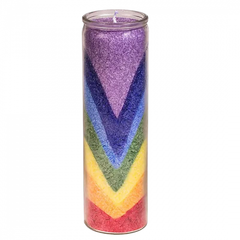 Candela yogi e yogini 100 h arcobaleno in stearina in vetro profumata