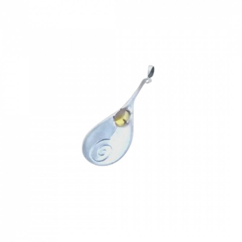Ciondolo foglia bodhi tree con unalome e opale in argento 925