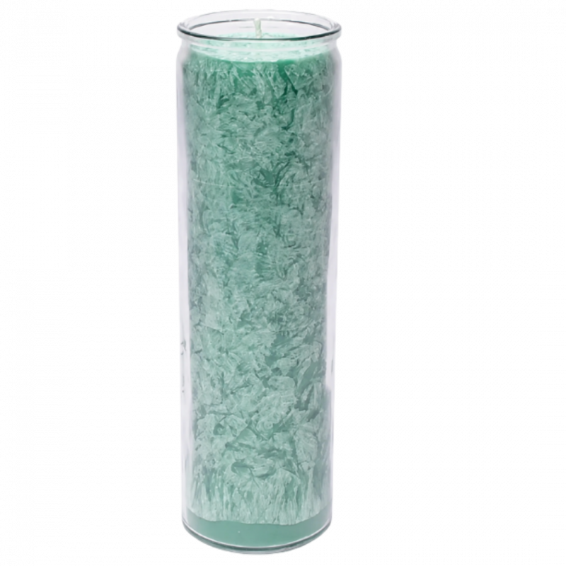 Candela yogi e yogini 100 h verde in stearina in vetro