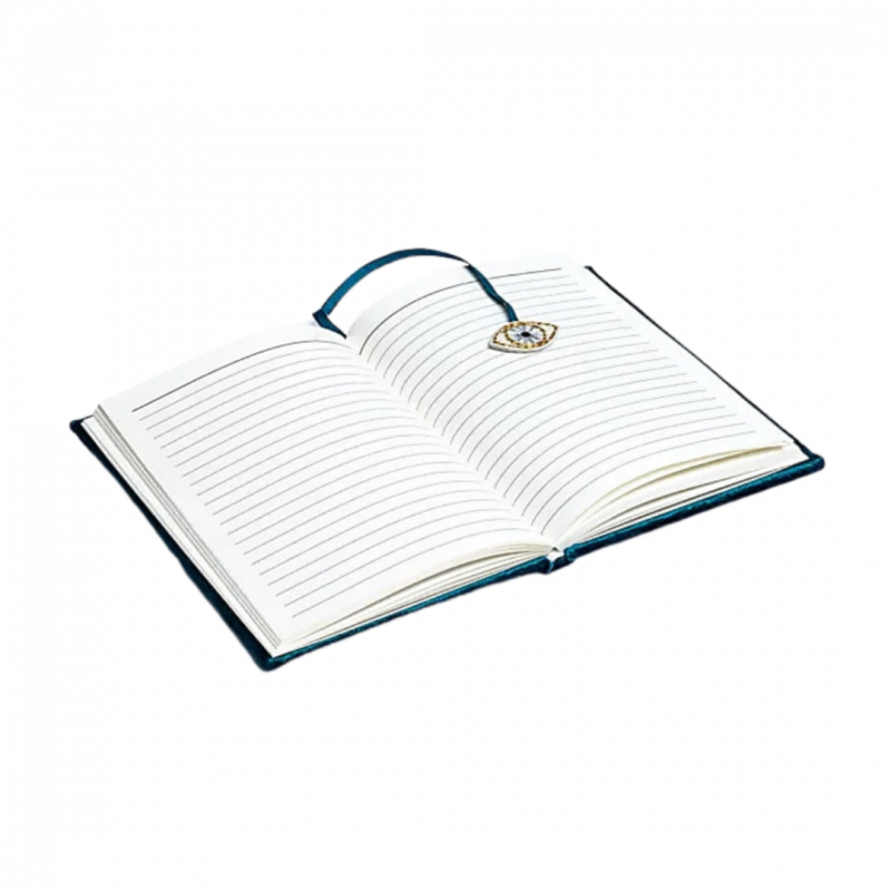 Quaderno in velluto color petrolio con occhio divino 80 pp - 20x15 cm