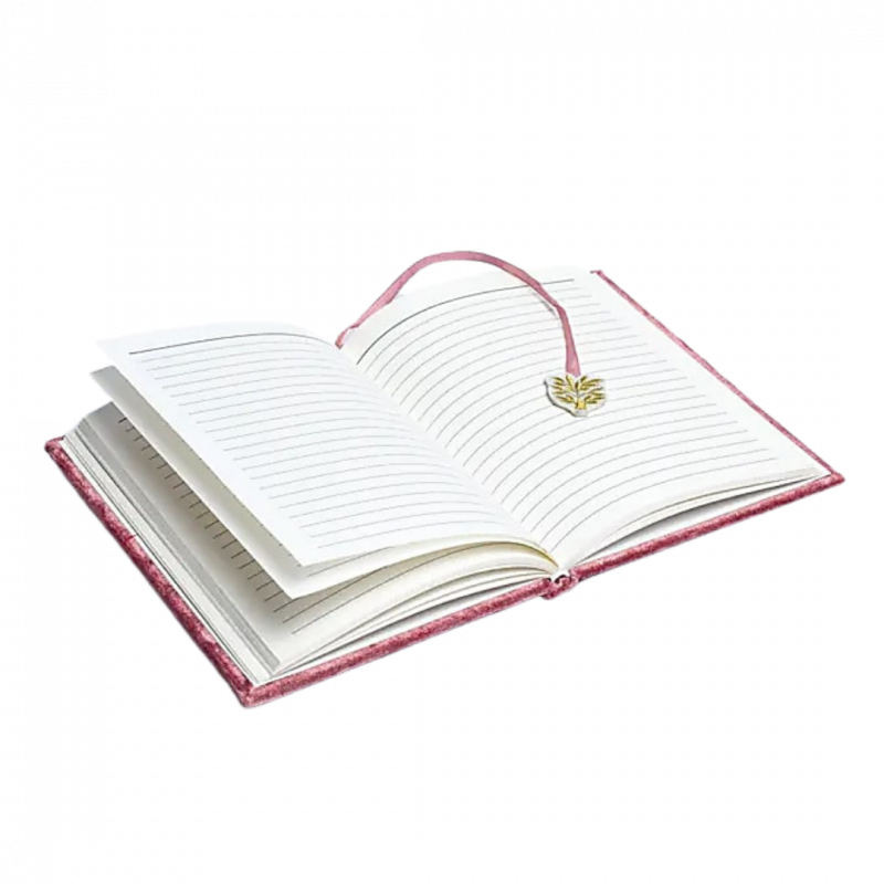 Quaderno in velluto rosa con albero della vita 80 pp - 20x15 cm