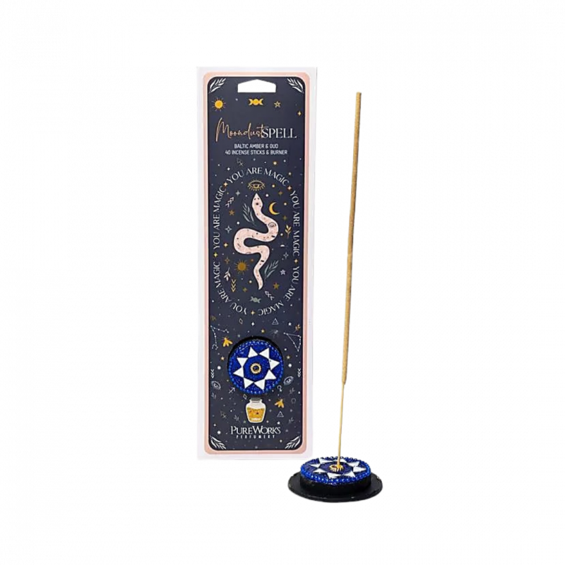 Incenso pure works incantesimo polvere di luna con portaincenso - 40 sticks