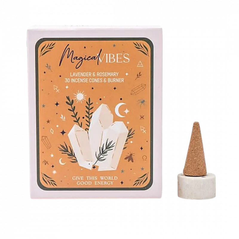 Coni di incenso pure works vibrazioni magiche lavanda e rosmarino - 30 pz