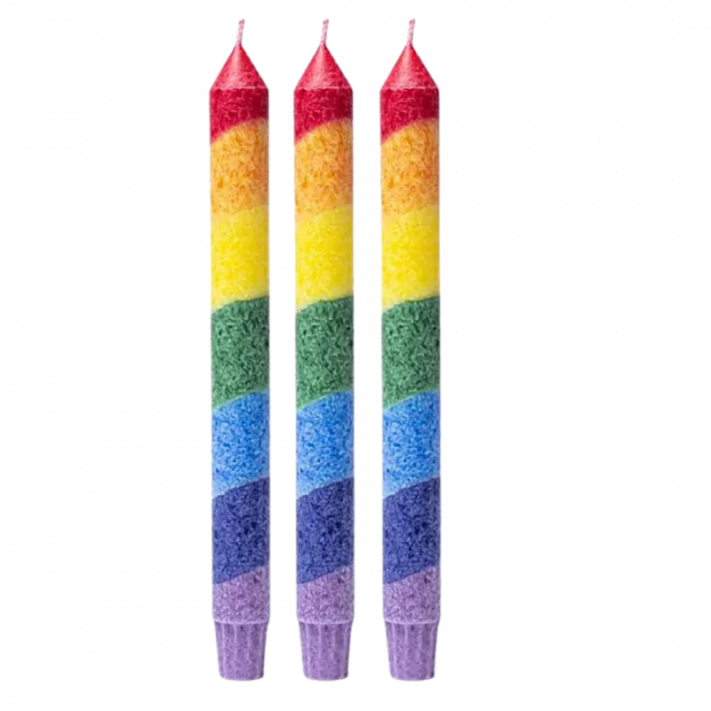 Set candele classiche arcobaleno in stearina 9 h - 3 pz