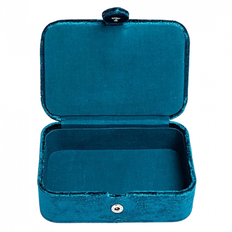 Scatola in velluto color petrolio con occhio divino - 11x15.5x5 cm