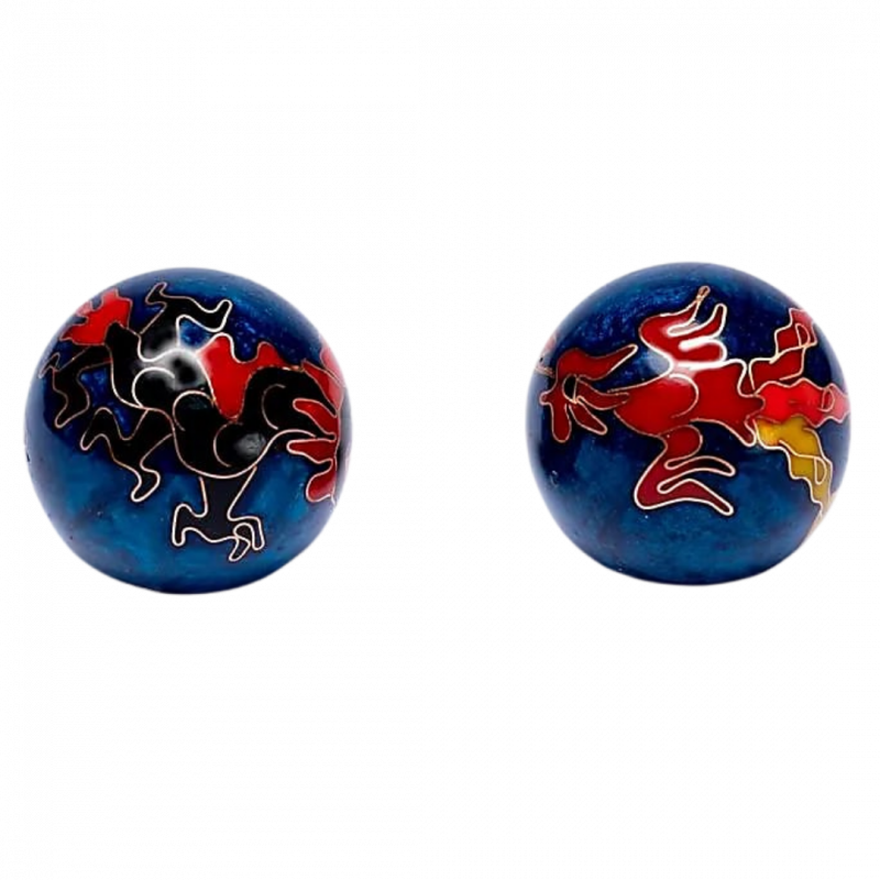 Sfere tao blu con dragone - 3,5 cm