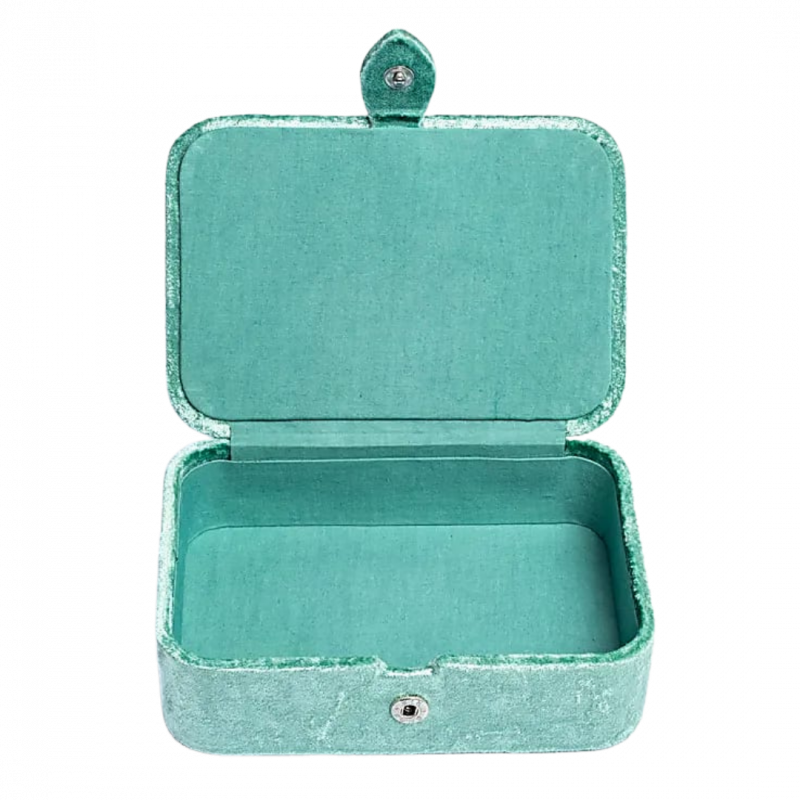 Scatola in velluto color menta con fasi lunari - 11x15.5x5 cm