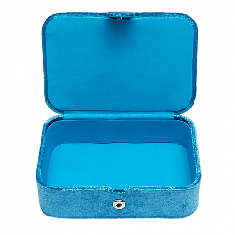 Scatola in velluto azzurro con occhio provvidenza - 11x15.5x5 cm