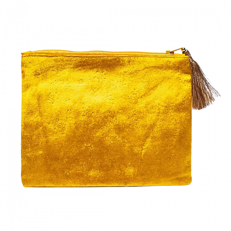 Astuccio ocra con sole in velluto - 20x15 cm