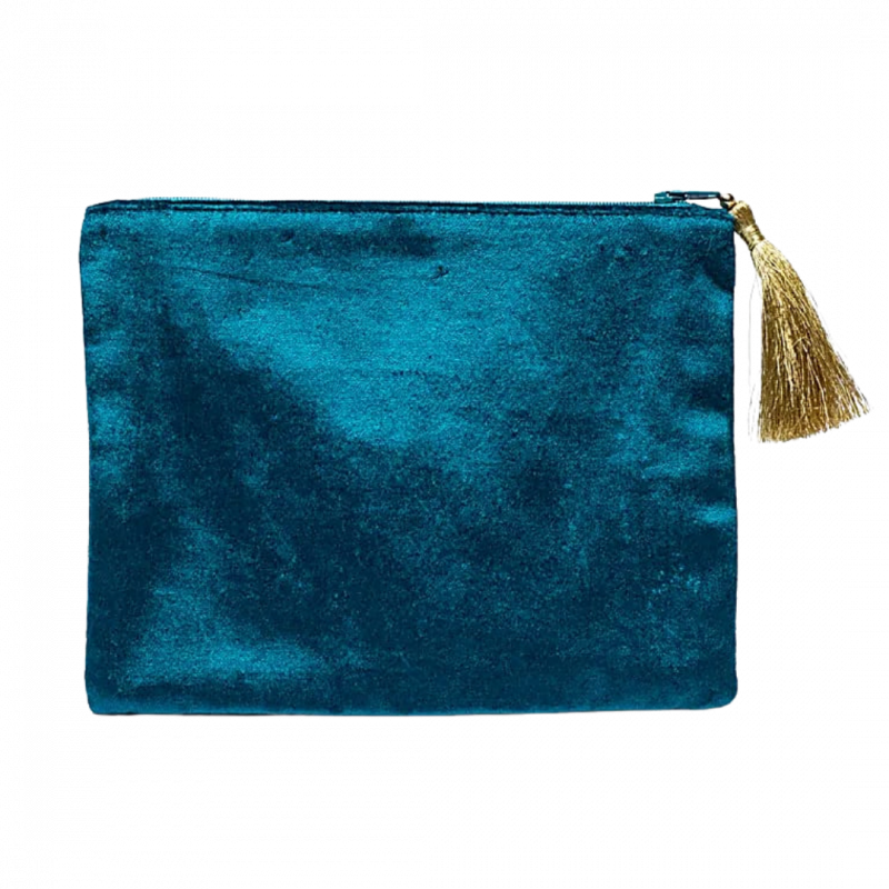 Astuccio color petrolio con occhio divino in velluto - 20x15 cm