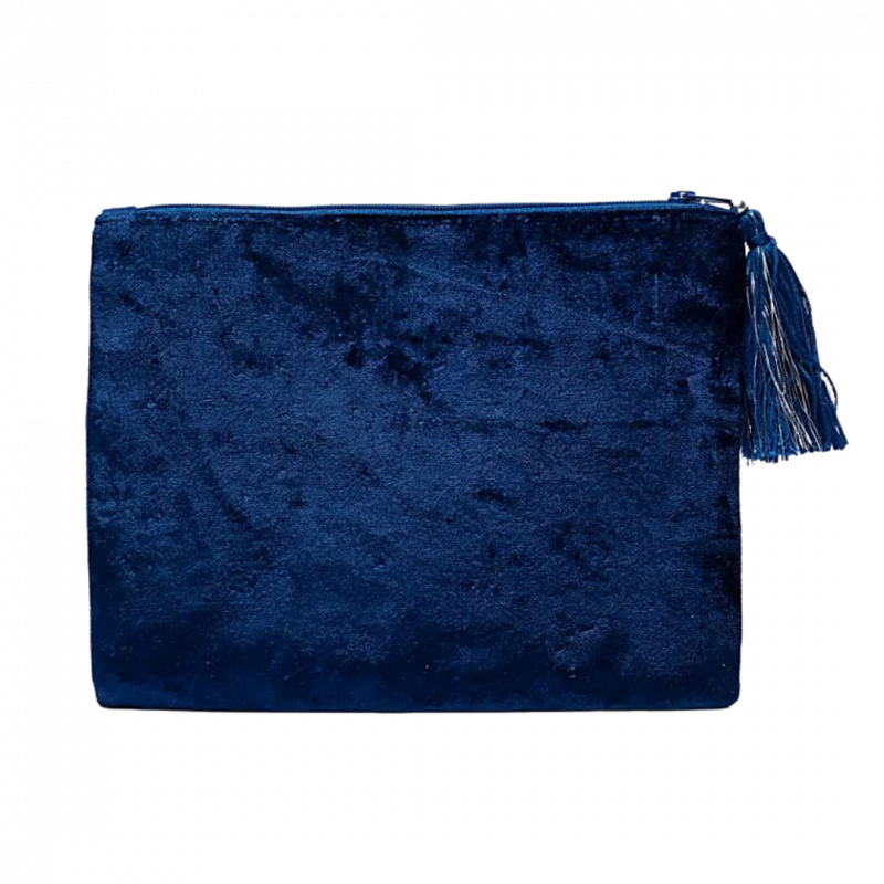 Astuccio blu con luna e stelle in velluto - 20x15 cm