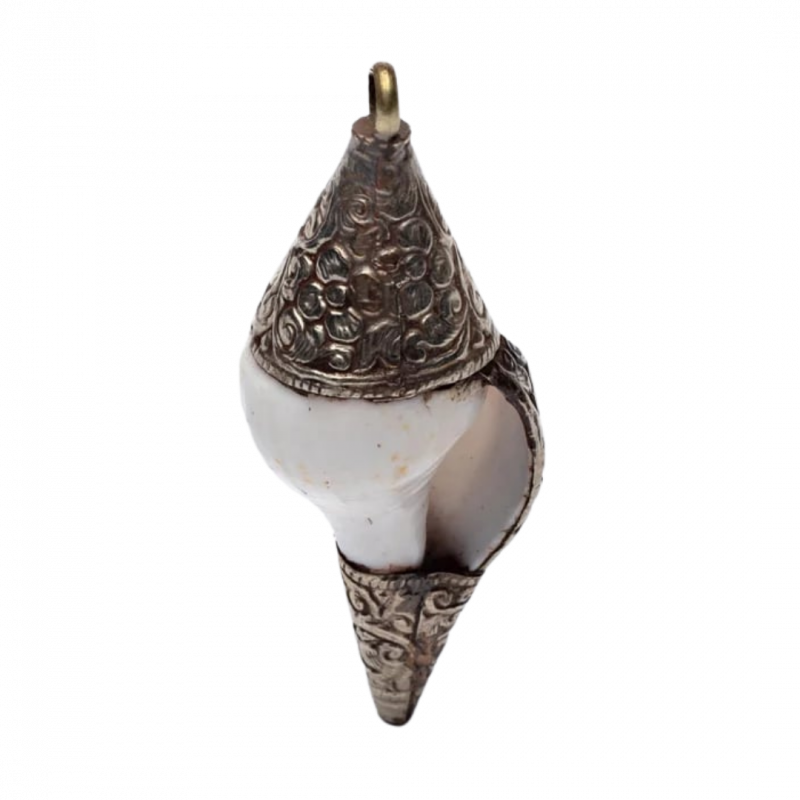 Ciondolo conchiglia rituale e metallo bianco - 7/10 cm