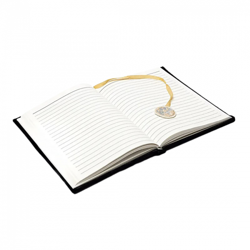 Quaderno in velluto nero con fasi lunari 80 pp - 20x15 cm