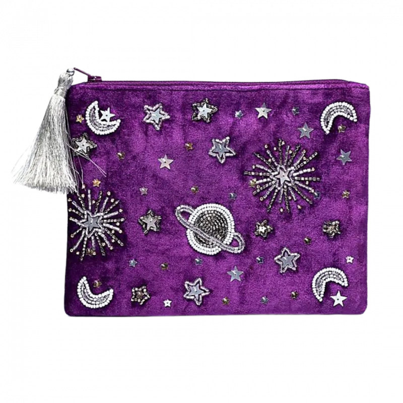 Astuccio viola con galassia in velluto - 20x15 cm
