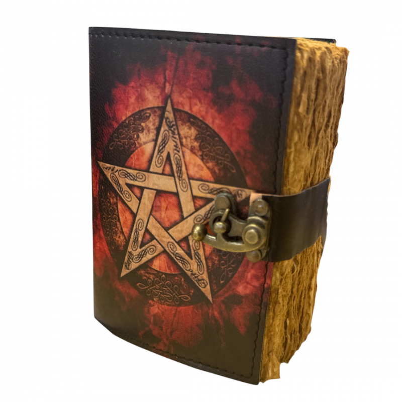 Quaderno pentagramma wicca in carta pergamena ingiallita 120 pp - 10 x 15 cm