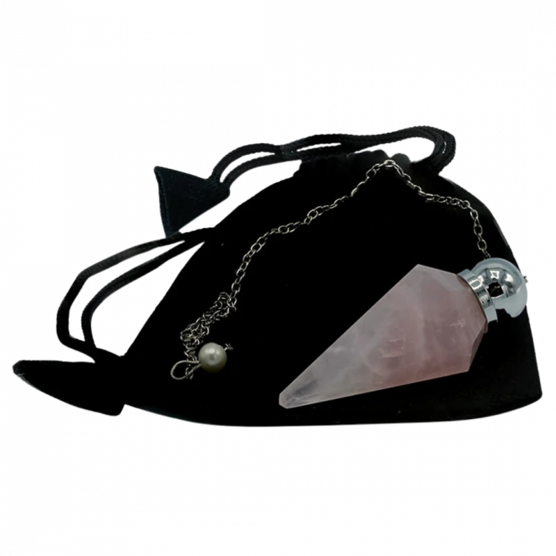 Pendolo quarzo rosa sfaccettato con sfera - 4/5 cm