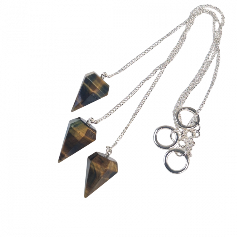 Pendolo sfaccettato in occhio di tigre - 3 cm